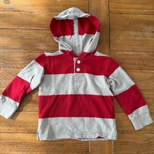 GAP Kids Red and Gray Striped Hoodie